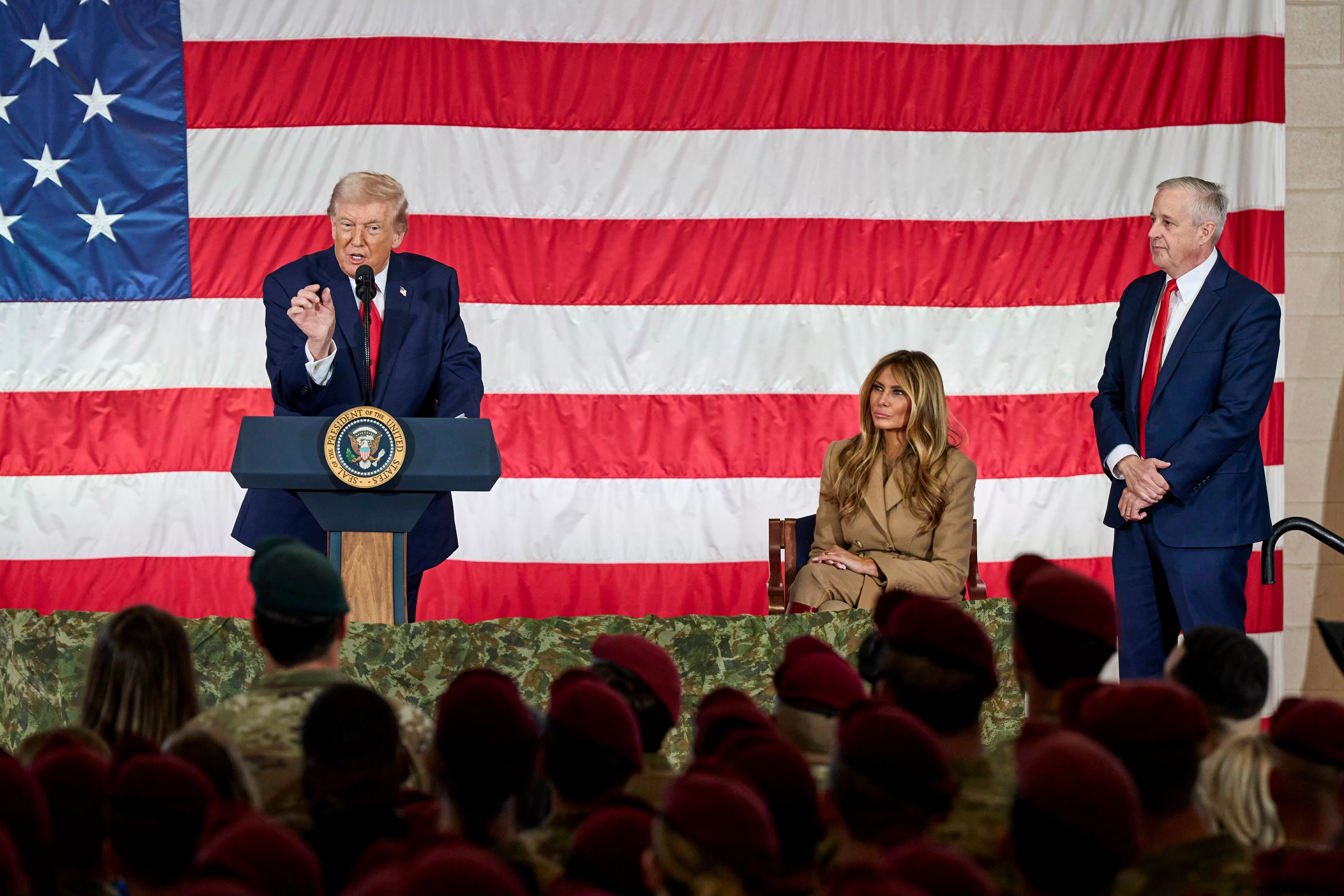 Trump Is Giving Campaign-Style Speeches To Troops In His Second Term