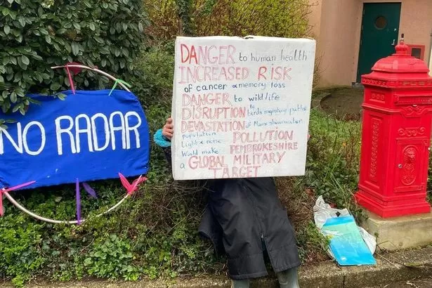 Protestors rally against plans for deep-space radar site near Pembrokeshire coast
