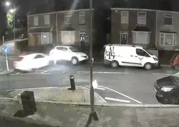 CCTV footage captures car smashing into parked vehicle before it drives off