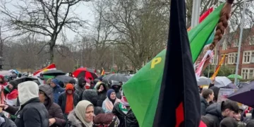Hundreds take to Welsh city streets to protest against violence in Syria and Iran