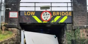 Photos show aftermath of lorry crashing into notorious low bridge
