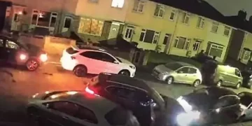 Driver slams into parked cars on quiet street