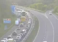 All traffic being held at bridge after vehicle overturns – live updates
