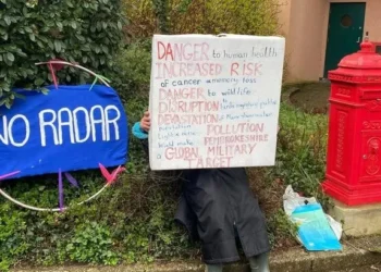 Protestors rally against plans for deep-space radar site near Pembrokeshire coast